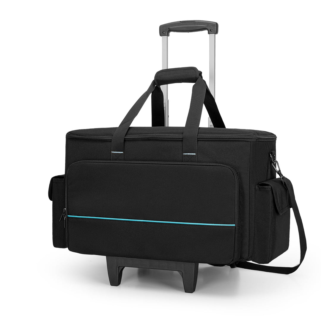 Rollbare DJ-Kabeltasche mit abnehmbarem Trolley und Trennwand, gepolsterte Gigbag mit grossem Fassun