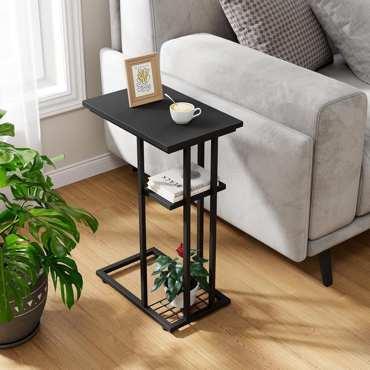 YMYNY Beistelltisch Kaffeetisch C-Form, Eleganter Kleiner Sofatisch, Industrie-Design, Sofatisch 40