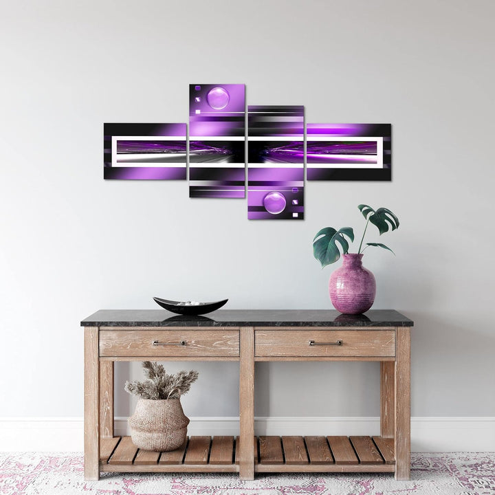 Runa Art Bild Modern Abstrakt - Made in Germany - Wandbilder Violett Lila Schwarz 4 Teilig 101942c 1
