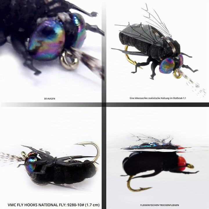 Fliegenfischen-Set mit Fliegenbox/Nymphen/Trockenfliegen, Nassfliegen/Luftschlangen/realistische Fli