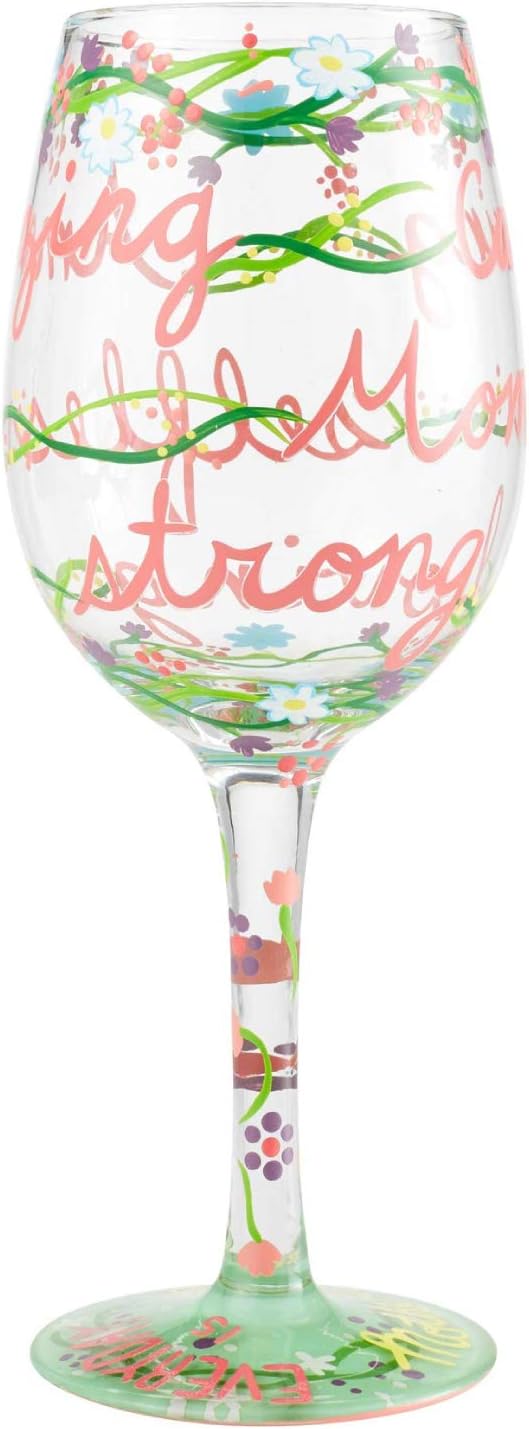Enesco Designs by Lolita Mom Everyday Weinglas, handbemalt, 425 ml, mehrfarbig