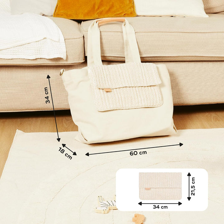 Babymoov Wickeltasche Tote Bag Bloom, Wickeltasche, Kapazität von 35l, zahlreiche Staumöglichkeiten,