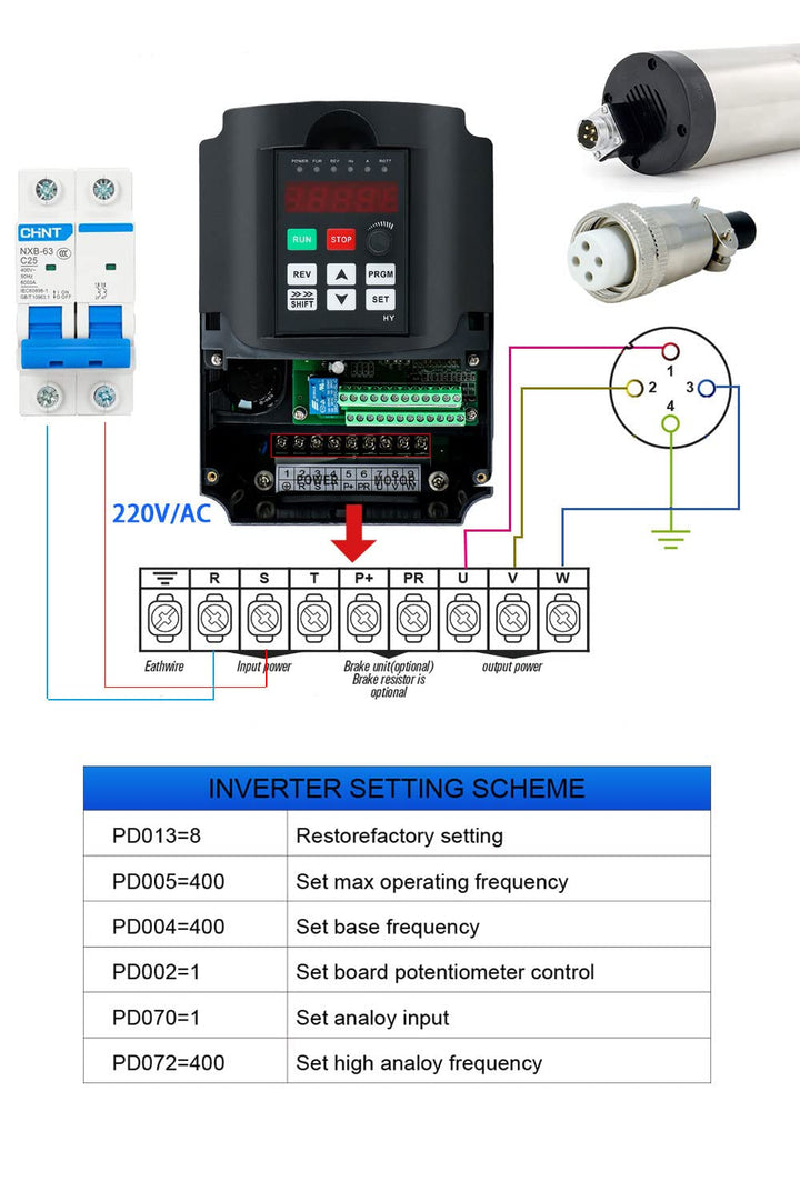 RATTMMOTOR 2.2kw Luftgekühlter Spindelmotor 220V Luftkühlung Frässpindel CNC Spindel Motor 4000rpm E