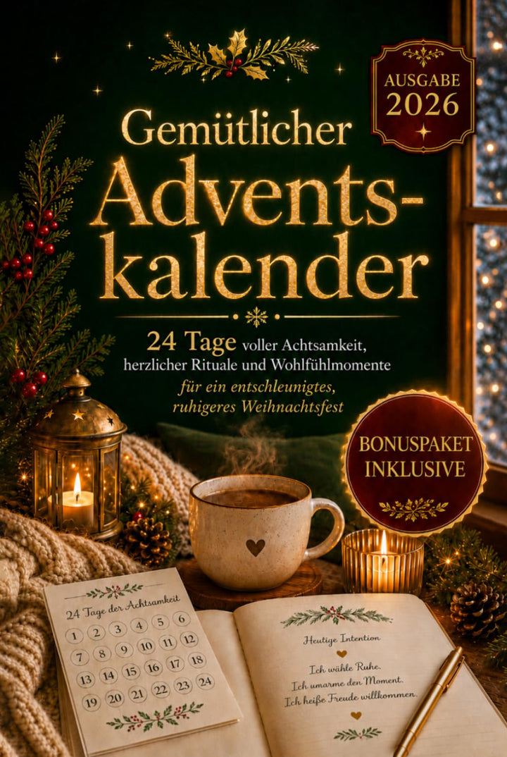 Gemütlicher Adventskalender: 24 Tage voller Achtsamkeit, herzlicher Rituale und Wohlfühlmomente für
