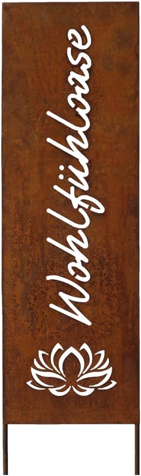 Bornhöft Schild Spruchtafel Gartenschild Edelrost rostige Gartendeko 115cm Edelrost (Wohlfühloase),