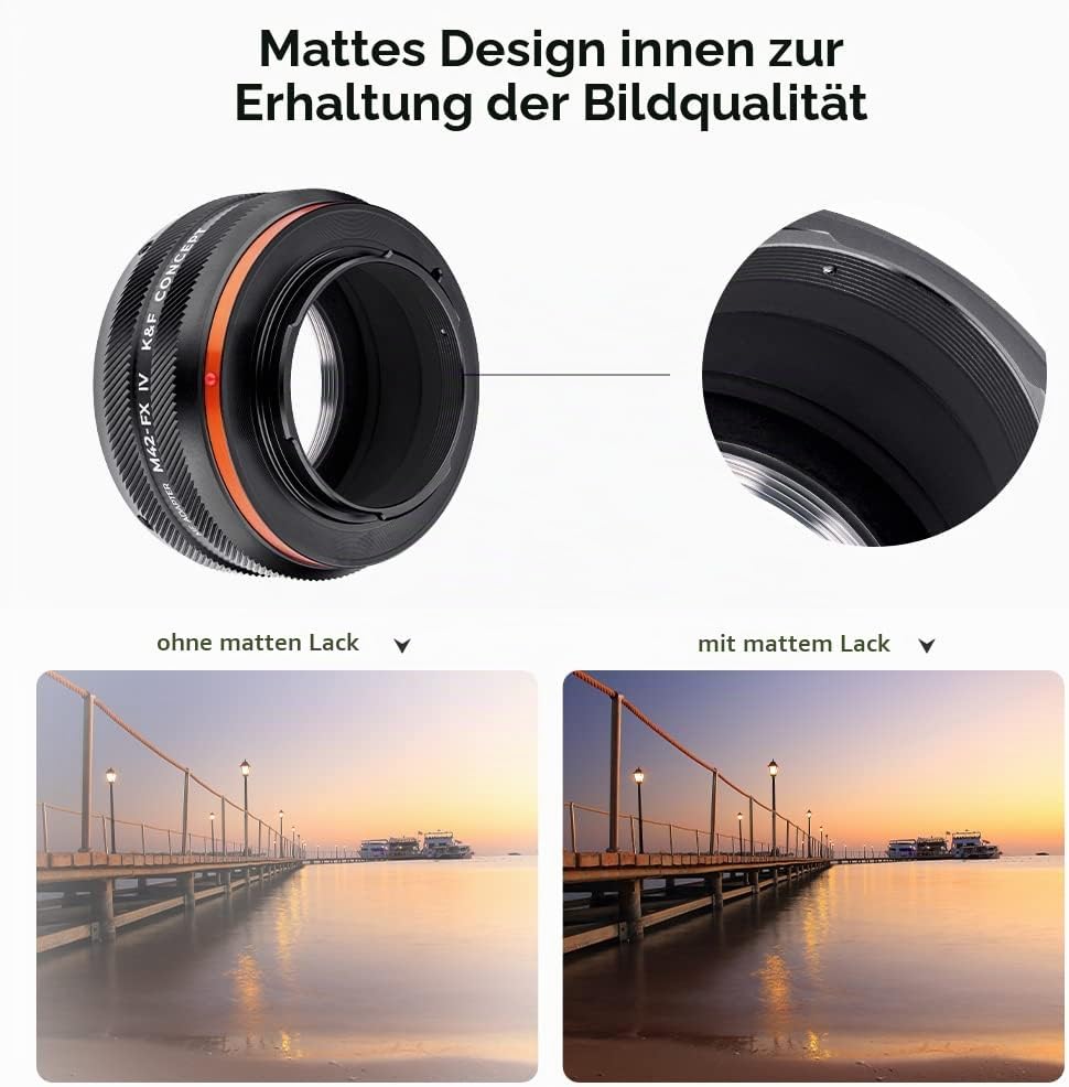 K&amp;F Concept Lens Mount Adapter M42-FX IV Manueller Fokus Kompatibel mit M42 Objektiv und Fujifilm X