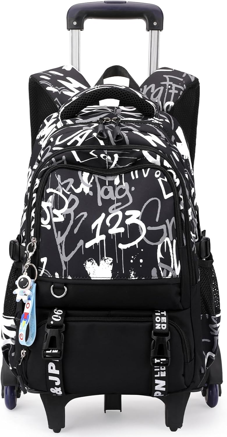 Amythe Schulrucksack Trolley für Jungen, Schulranzen mit Rollen für Kinder Teenager, Modischer Schul