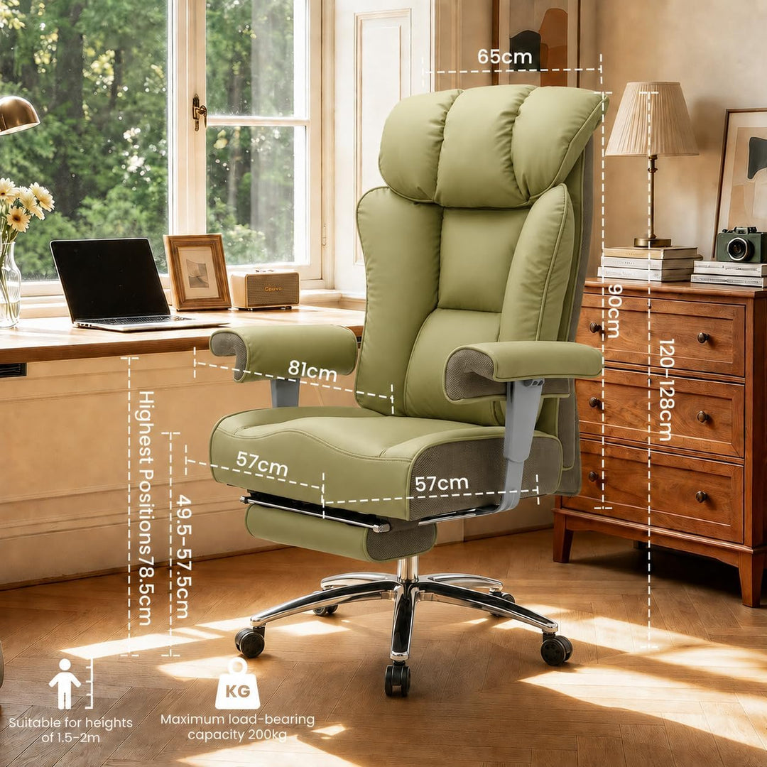 Efomao Bürostuhl, Executivesessel PU-Leder mit Integrierter Lendenwirbelstütze, Ergonomischer Chefse