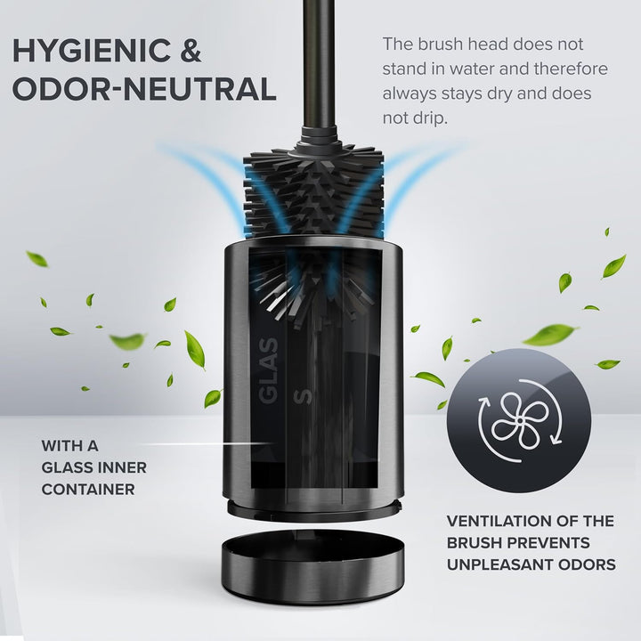 ovimar Toilettenbürste Kniven Gunmetal matt | Silikon Klobürste | Belüftungsfunktion | frei stehend
