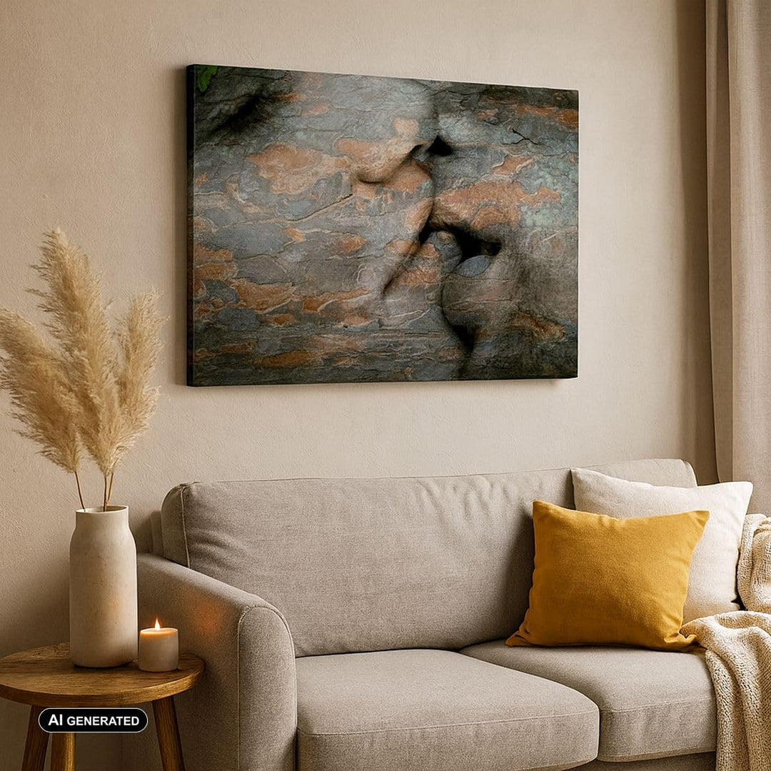 Bilder auf Leinwand 100x70cm Leinwandbild Frau Mann Kuss Abstraktion Gross Wanddeko Bild Schlafzimme