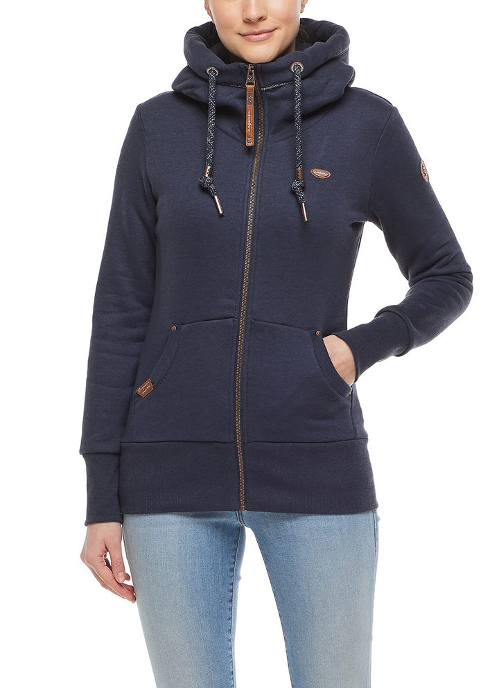 Ragwear NESKA Zip Damen Frauen Kapuzenjacke,Zip Hoodie,Kapuzenpullover,Sweatjacke XS Blau, XS Blau