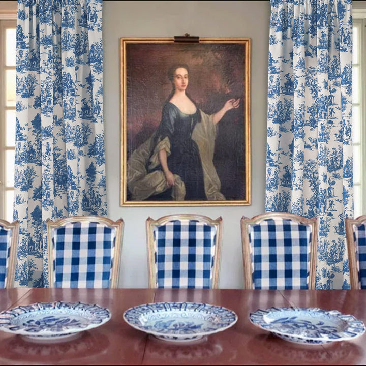 Vorhänge mit Frühlingsküsten-Motiv, für Wohnzimmer, 274 cm lang, französisches Landhaus-Toile de Jou