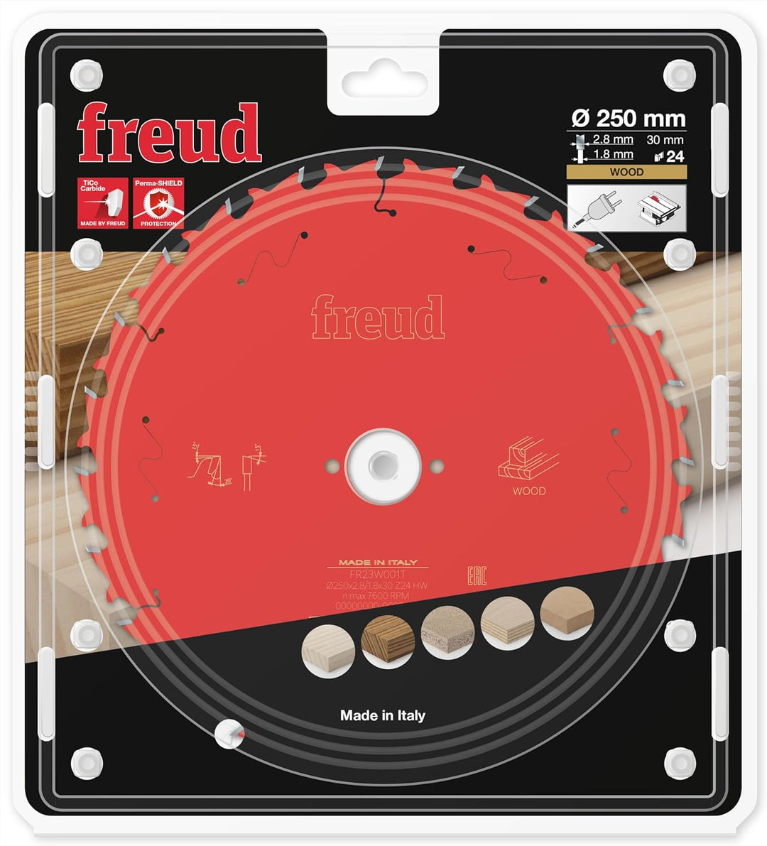 Freud Kreissägeblatt für Holz, 250 x 30 mm, 24 Zähne FR23W001T