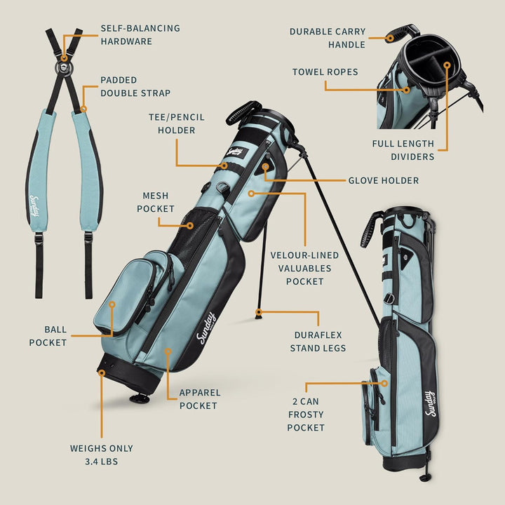 Sunday Golf Loma XL Tasche – Leichte Tasche mit Gurt und Ständer – Einfach zu tragende Pitch n Putt