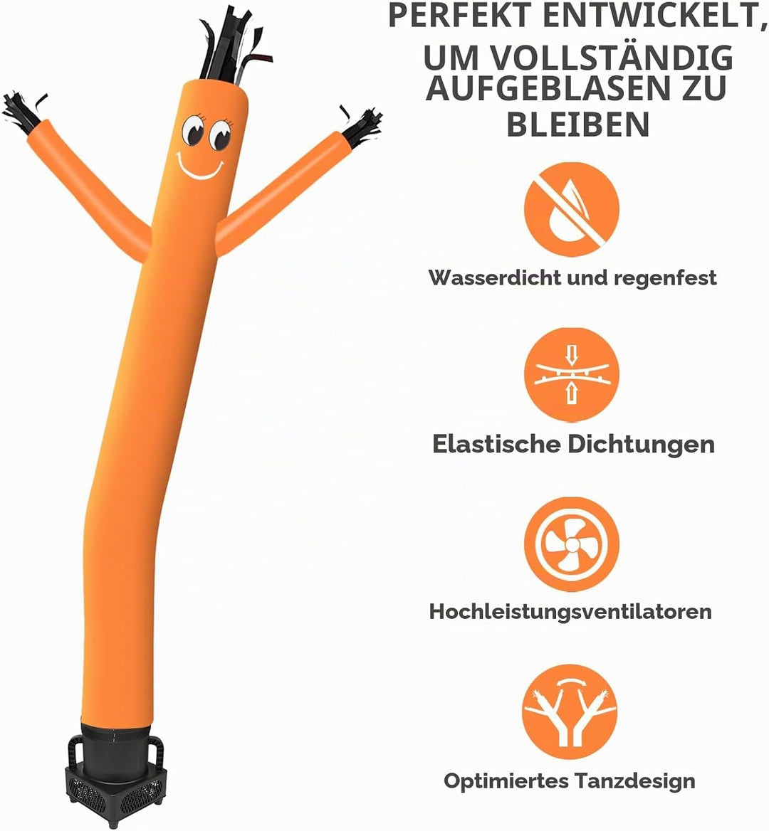 MOUNTO Fliegenpuppe Tänzerin mit 1/3 PS Gebläse, 1,8 m, Orange Orange/Abendrot im Zickzackmuster (Su