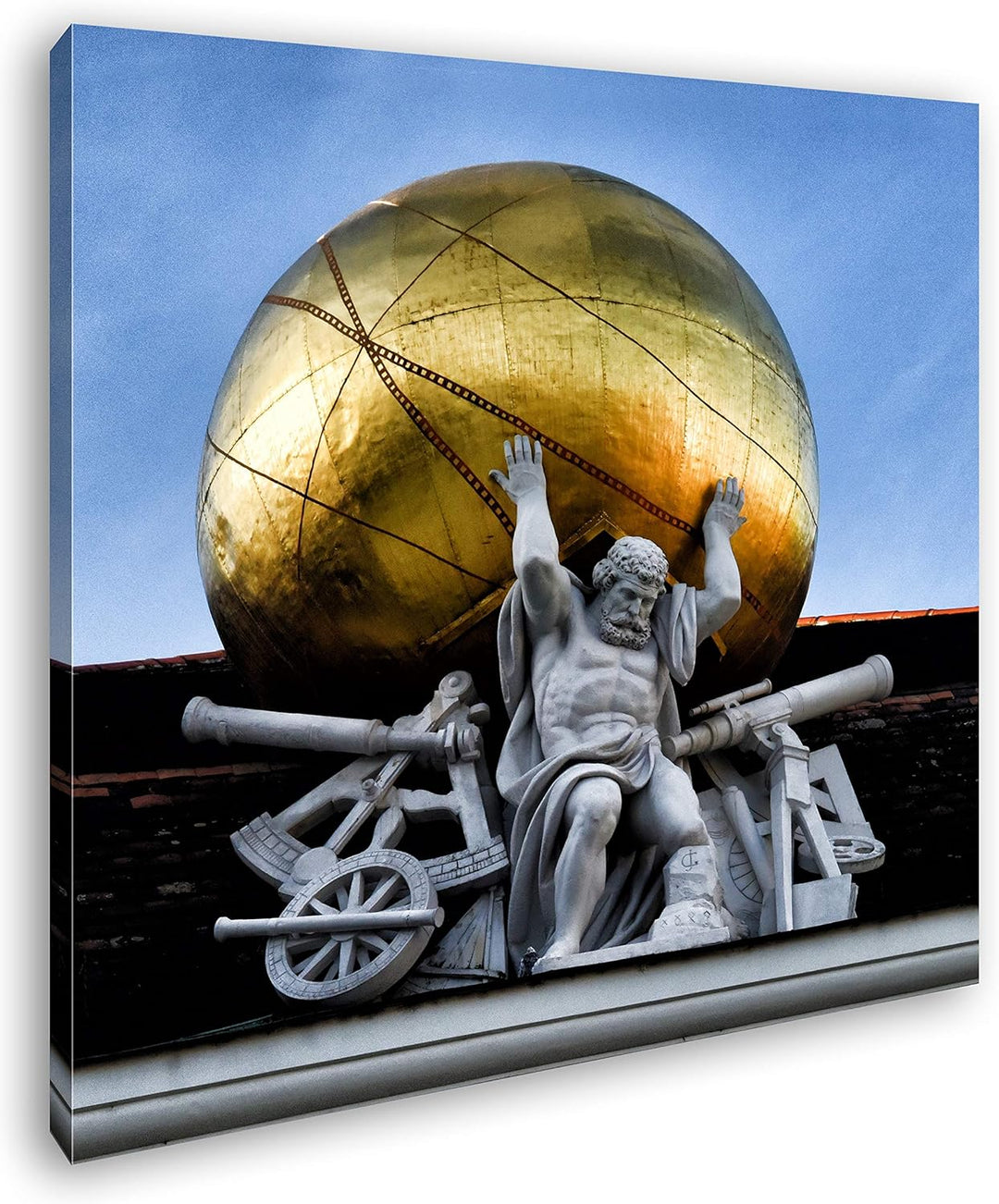 deyoli Atlas Skulptur in Vienna Österreich Format: 70x70 als Leinwand, Motiv fertig gerahmt auf Echt