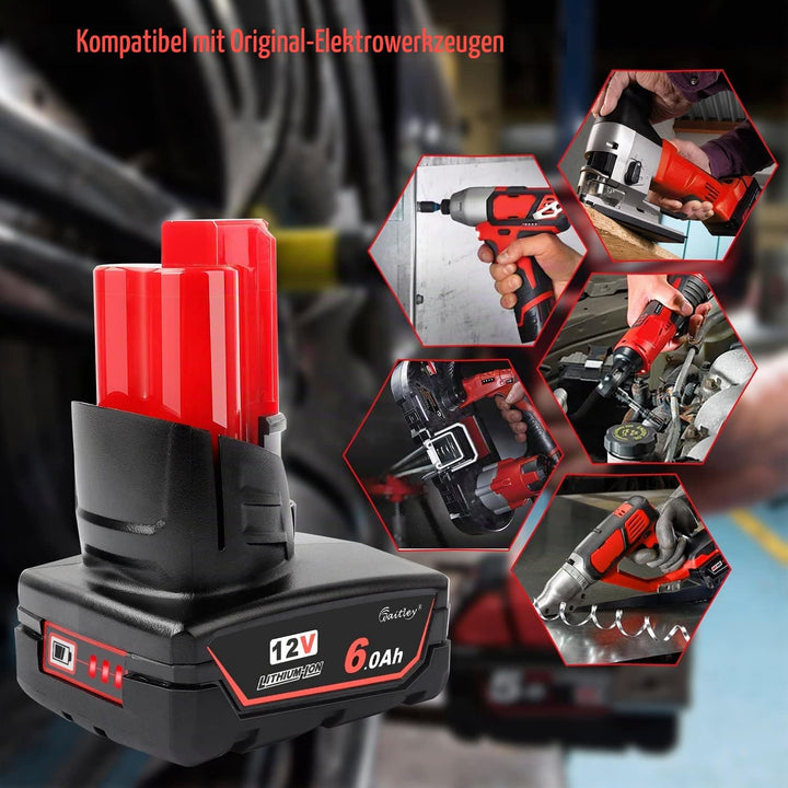 2X Waitley M12 12V 6Ah Ersatzakku für Milwaukee M12 Li-ion Akku 48-11-2411 48-11-2440 48-11-2402 Wer