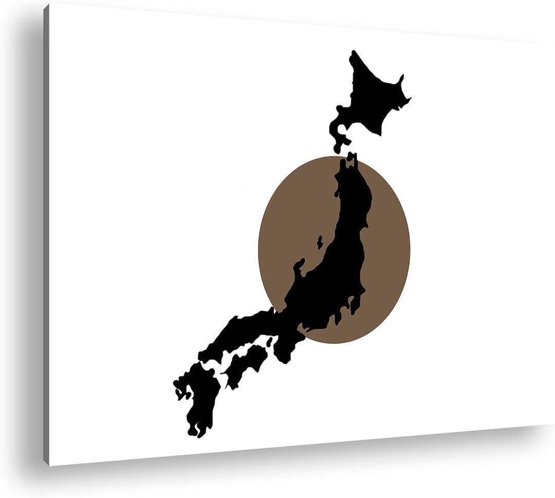 deyoli Japan Karte auf Japan Flagge Format: 80x60 Effekt: Sepia als Leinwandbild, Motiv fertig gerah