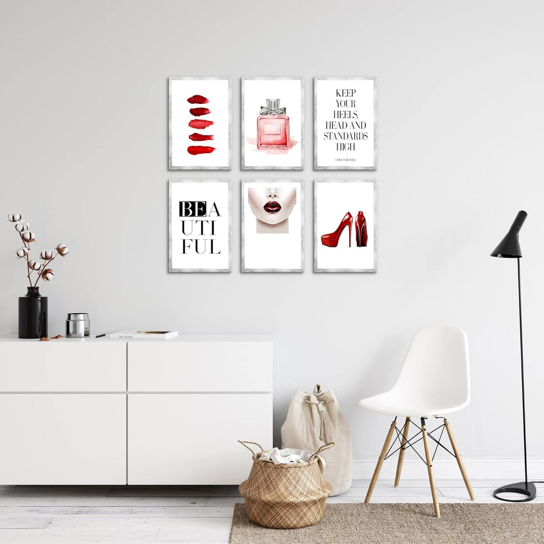 Novart Wandbilder Set - KOMPLETT AUFHÄNGFERTIG - Made in Germany - Moderne Bilder Fashion Wohnzimmer
