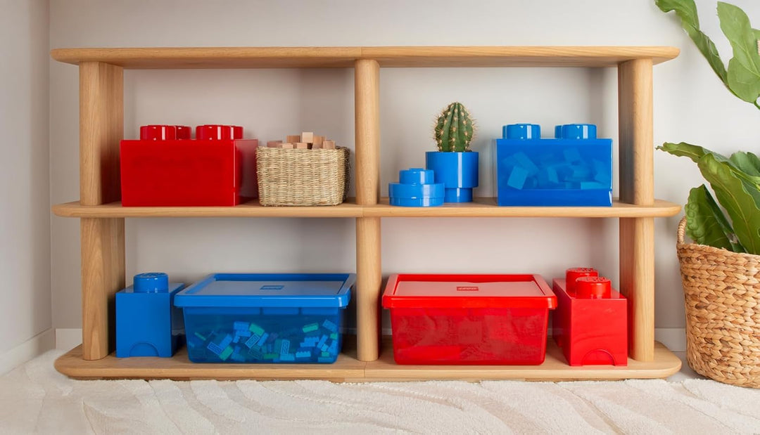 ROOM COPENHAGEN LEGO Aufbewahrungsstein, 2 Noppen, Stapelbare Aufbewahrungsbox, 2,6 l, blau Bright B