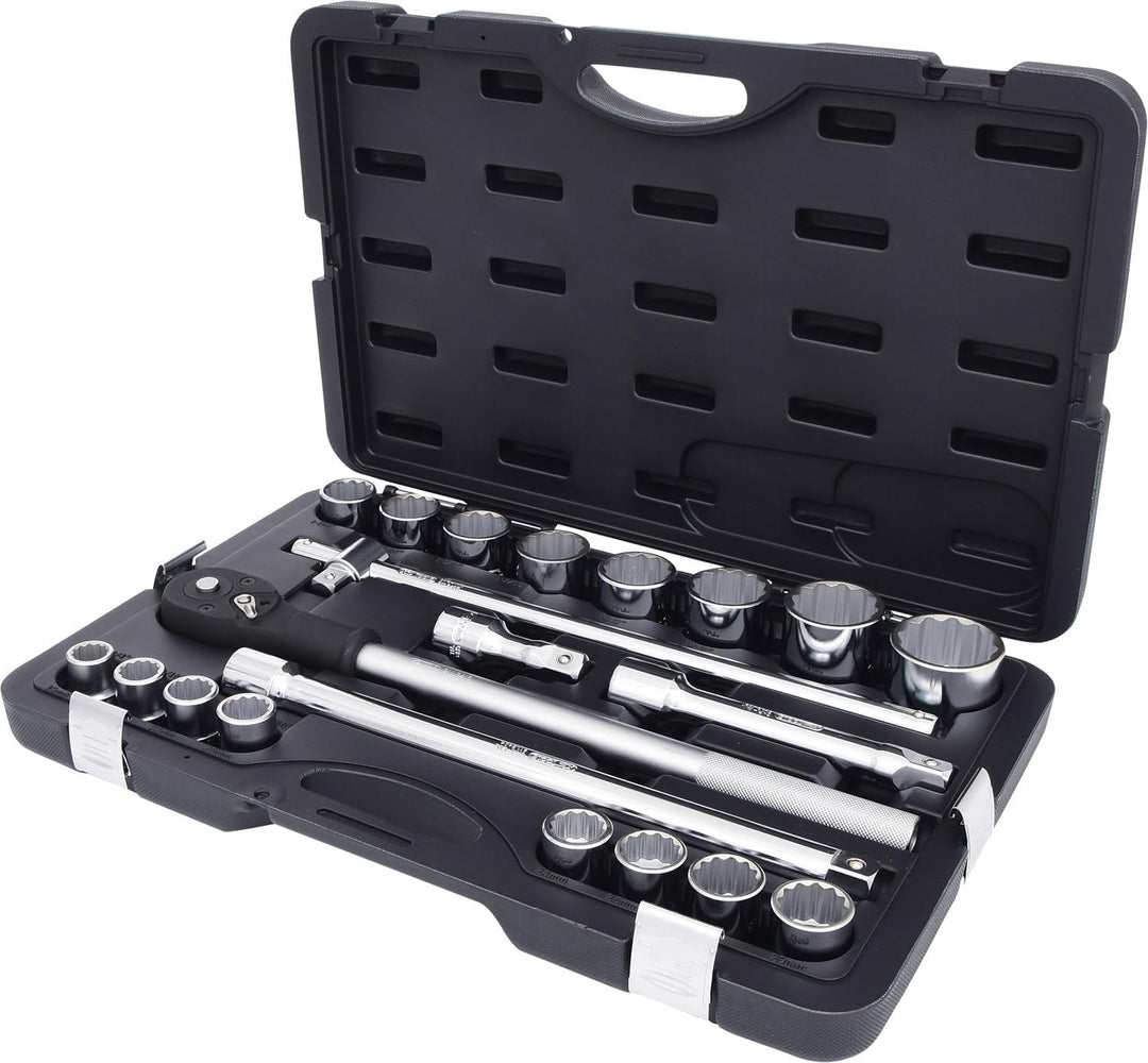 KS Tools 911.0722 3/4 Zoll 12-Kant Steckschlüssel Satz | inklusive Umschaltknarre, 24-Zahn | matt sa