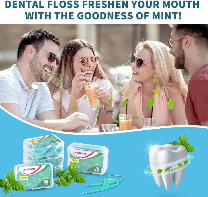 Zahnseide 300 Stk. Zahnseide Sticks Minze Zahnseide Zahnstocher mit Geschmack Mint Kunststoff Dental