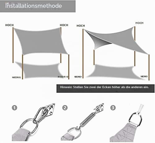 Dripex Sonnensegel wasserdicht Sonnenschutz Set 3X5 m inkl Befestigungsseile Rechteckig Polyester Im