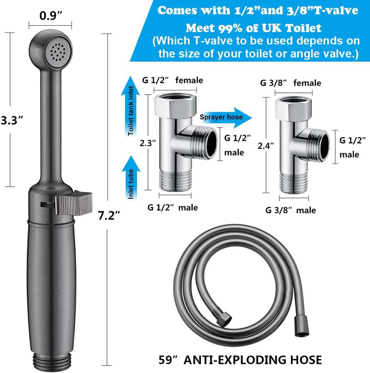 Bidet Handbrause Set SonTiy Toilette Bad Bidet Aufsatz Waschen Duschkopf mit Einstellbarem Druck &amp;Ha