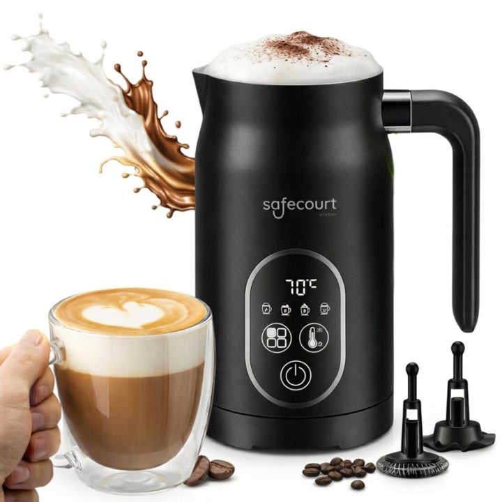 Safecourt Kitchen Milchaufschäumer - Elektrischer Milchaufschäumer - 4-in-1 - Schwarz Black: MF300,