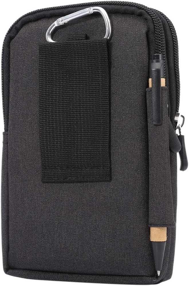 Universal Multi-Functional Vertical Stripes Pouch Bag Case Zipper Closing Carabiner for Sony Xperia