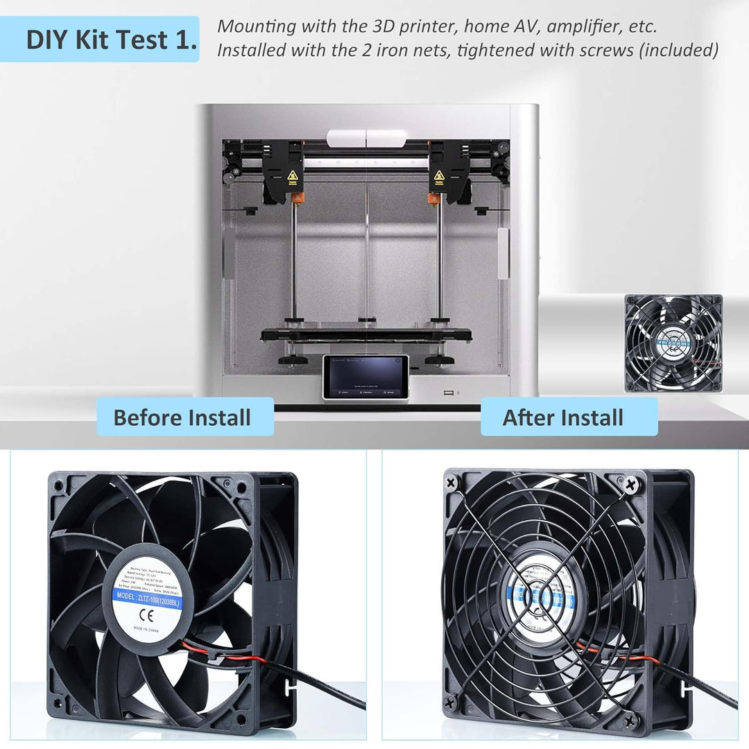 DC12V Rohrventilator 100mm, 3000U/min Lüfter Axiallüfter Abluftventilator 100mm, mit 0~100% Dimmer,