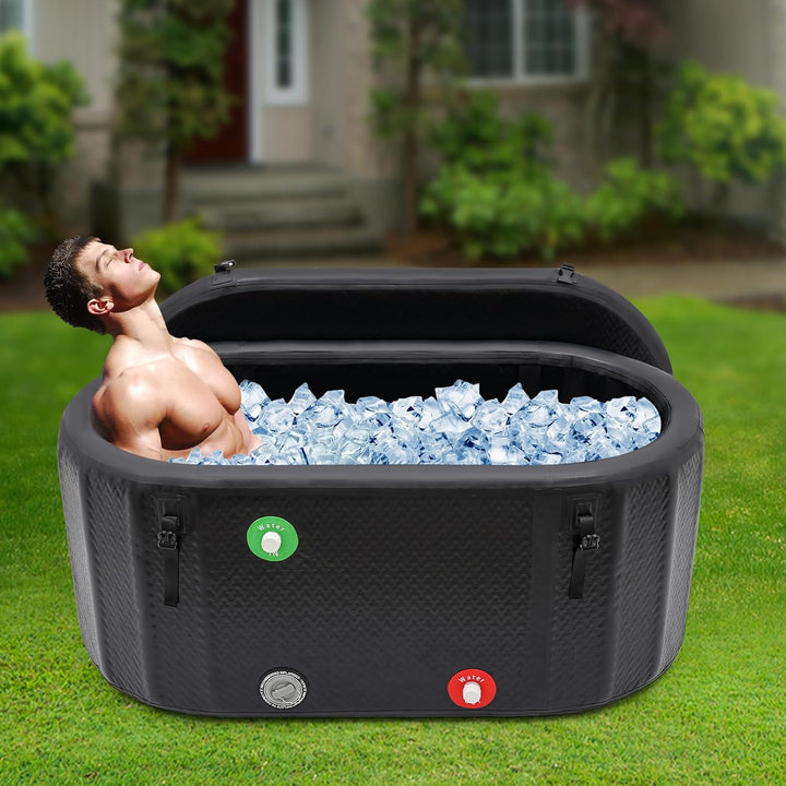 Ovales Eisbad, Faltbare Badewanne Erwachsene mit Abdeckung, Aufblasbare Pumpe, Mobile Badewanne Eisf