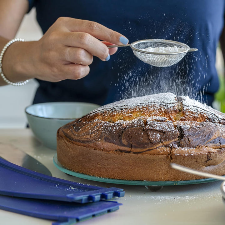 coox Springform mit Glas-Servierplatte und Glasfüssen Ø 26 cm in Blau - Perfektes Backen und Servier