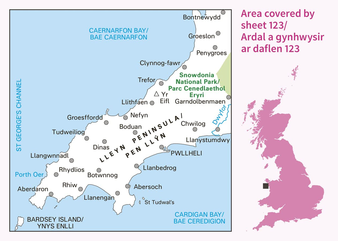 Lleyn Peninsula (OS Landranger Map, Band 123), Karte