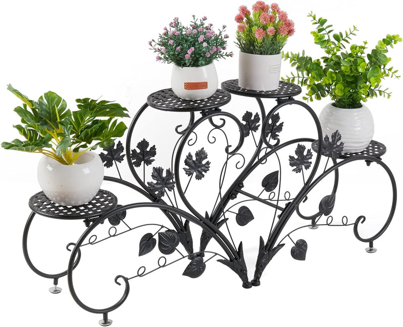 unho Blumenständer Metall,Blumentreppe Blumenregal 2er Set, Pflanzenregal für Balkon,Garten,Wohnzimm