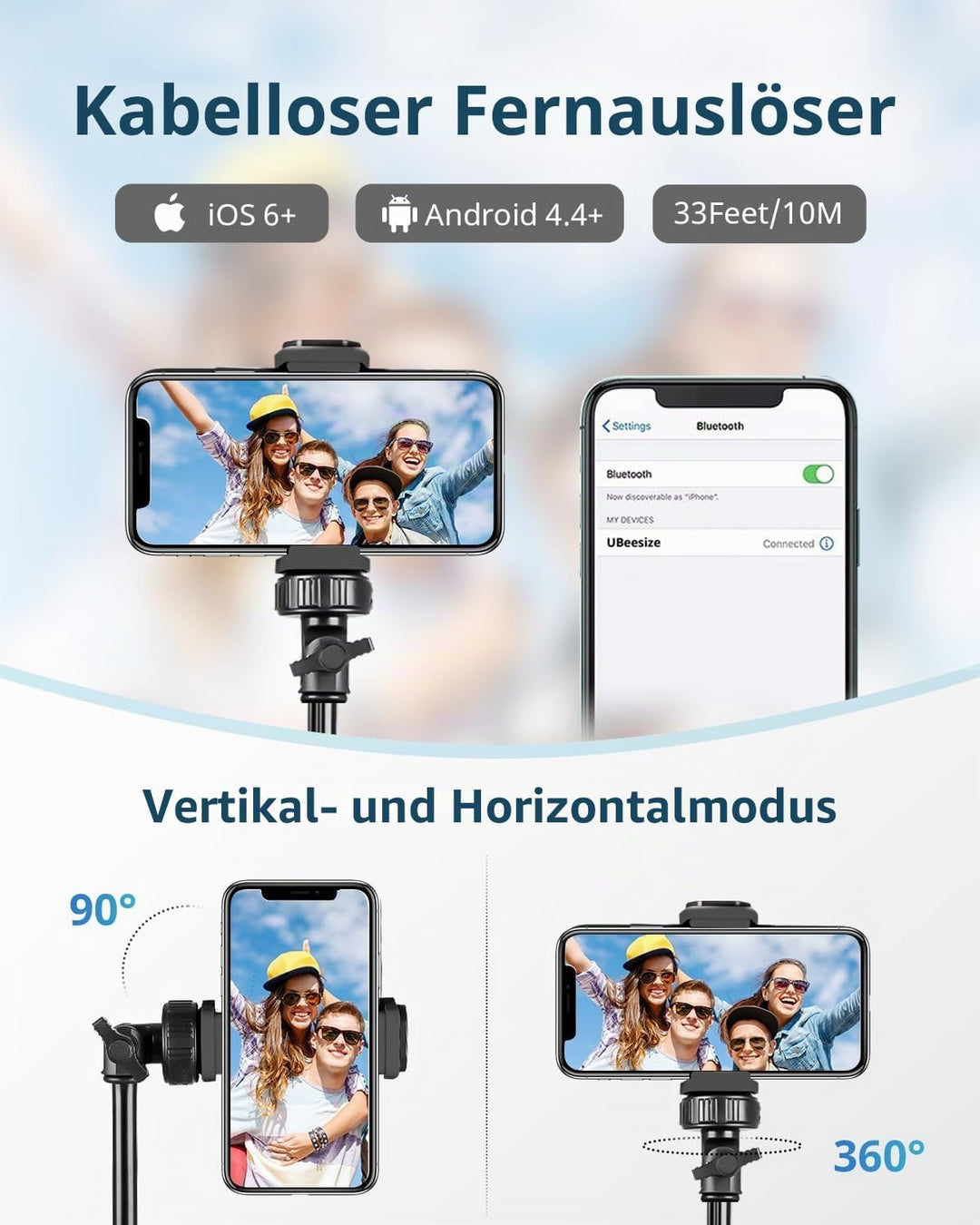 UBeesize 183cm Handy Stativ Ständer, Selfie Handy stativ mit Bluetooth Fernbedienung, Ausziehbar Sta