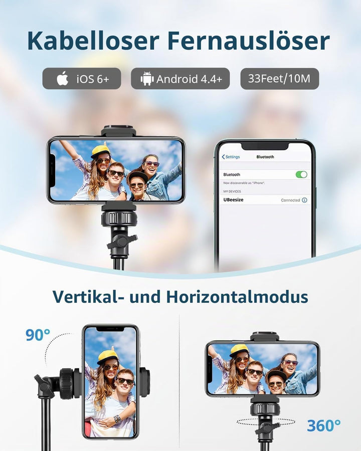 UBeesize 183cm Handy Stativ Ständer, Selfie Handy stativ mit Bluetooth Fernbedienung, Ausziehbar Sta