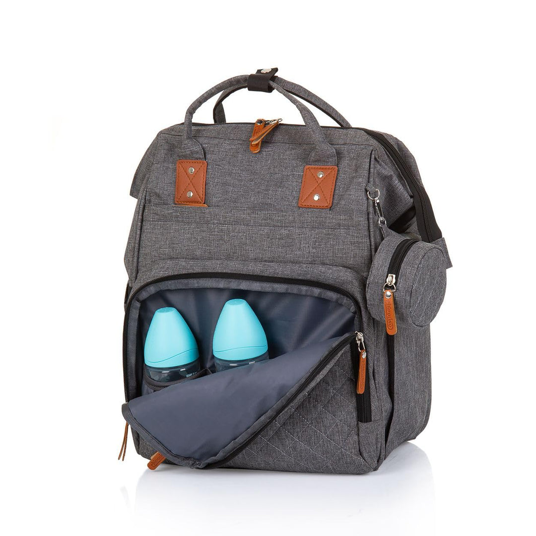 Chipolino Wickeltasche, Kinderwagen Rucksack Reissverschluss Schnullertasche, Farbe:grau, Grau