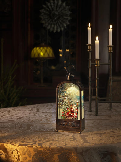 Konstsmide LED Wasserlaterne "Santa und Baum", braun, wassergefüllt, 5h Timer, 1 warm weisse Diode,
