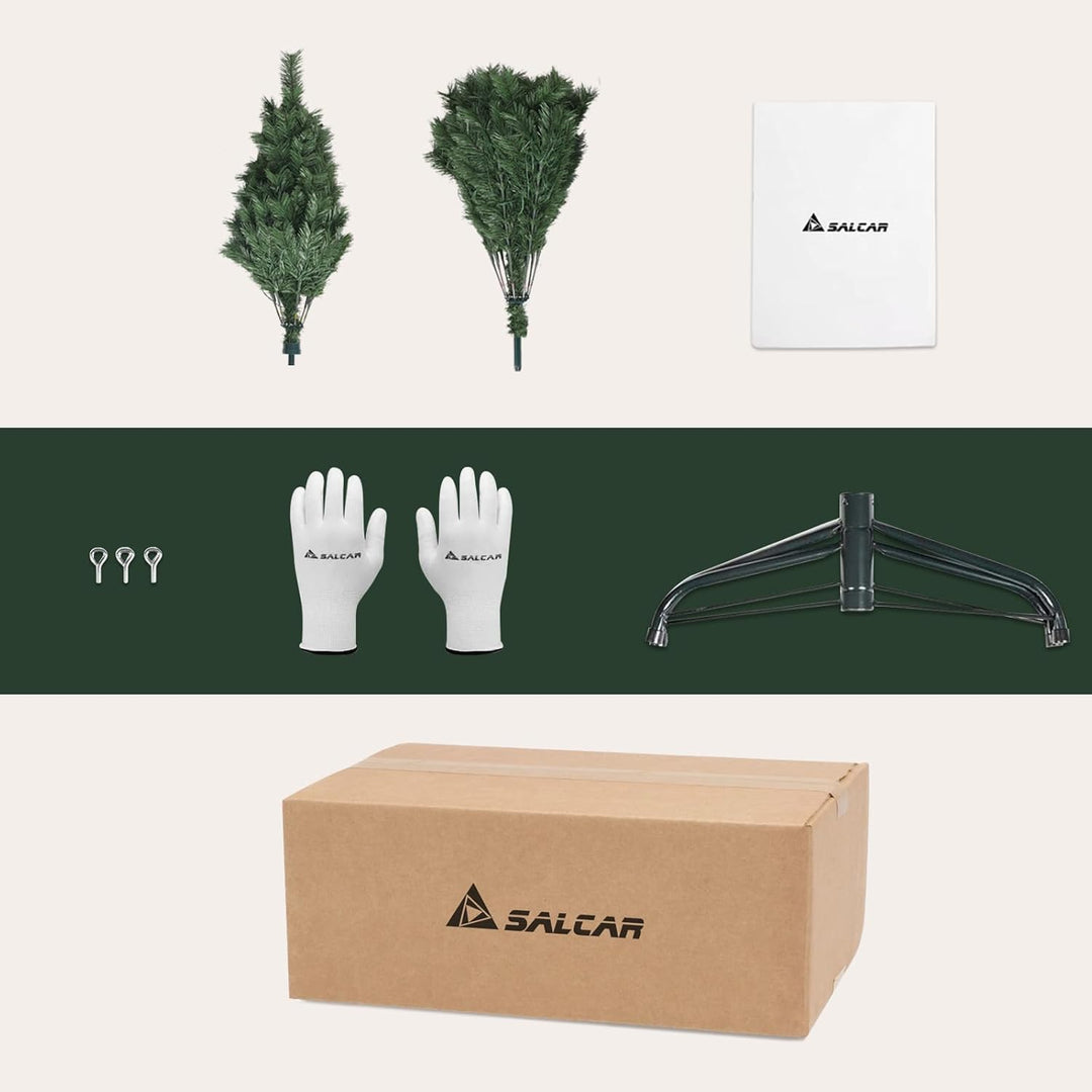 SALCAR Künstlicher Weihnachtsbaum 150 cm, Tannenbaum Künstlich mit Handschuhen und Metallständer, Ch