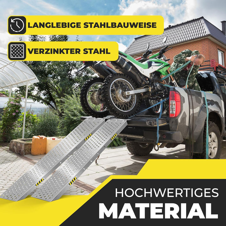 MASKO® 2X Auffahrrampe | Verladerampe | Verladeschiene | verzinkter Stahl | Antirutsch | 200kg* Pro