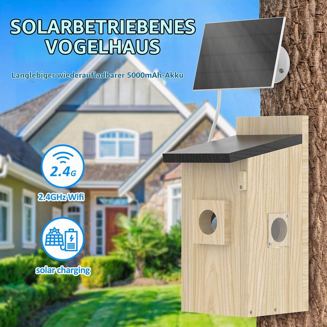 Smart Vogel Häuser für Aussen Solar Powered, 4MP Vogelhaus Kamera für Outdoor, Watch Vogel Nesting &amp;
