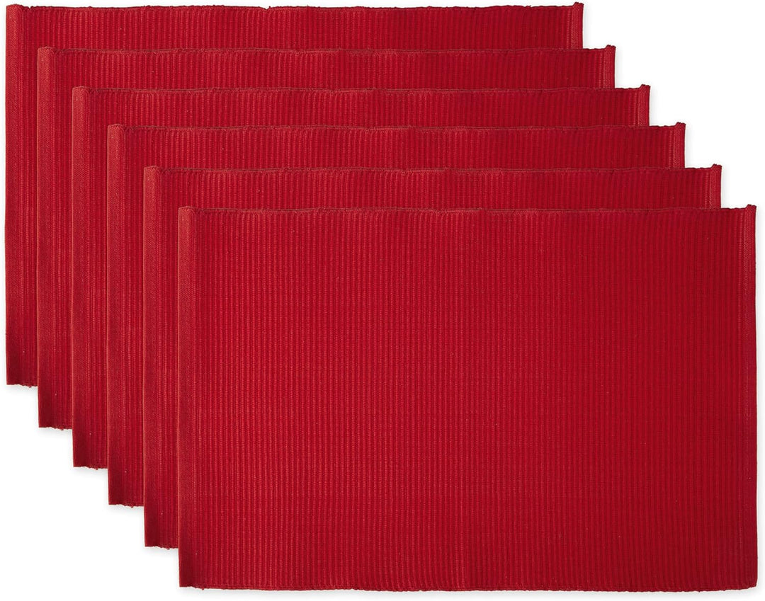 DII Basic Everyday Gerippte Tischset 100% Baumwolle Tischset 13x19 Tango Red 6-teilig Rot - Tango Re