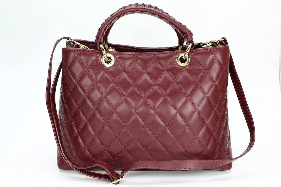 Belli edle italienische Echt Nappa Leder Damentasche Henkeltasche Umhängetasche gesteppt - 34x25x17
