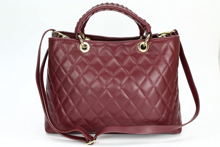 Belli edle italienische Echt Nappa Leder Damentasche Henkeltasche Umhängetasche gesteppt - 34x25x17