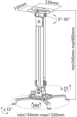 Techly Projector Bracket Silver 900Mm 54-90 cm, 54-90 cm
