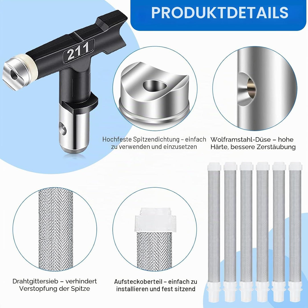 Airless Düse mit Spitzendichtung, Reversible Sprühspitzen, Düsenspitzen für Airless-Farbspritzgeräte