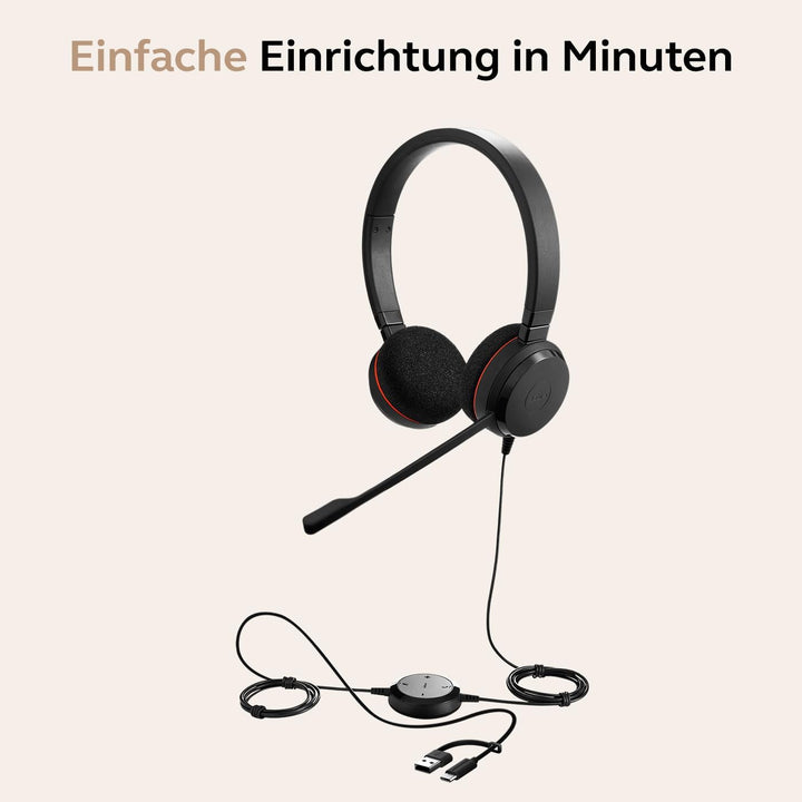 Jabra Evolve 20 Stereo Headset - Microsoft Zertifizierte Kopfhörer für VoIP Softphone mit passiver G