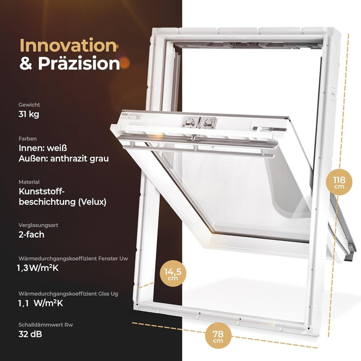 Original Velux Dachfenster - Thermo Technology (78 x 140) mit Eindeckrahmen, 78 x 140