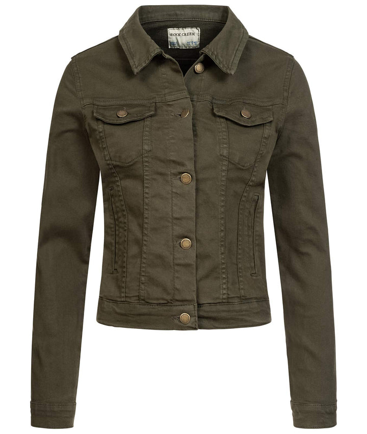 Rock Creek Damen Jeans Jacke Übergangs Jacke D-401 XS Dunkelgrün, XS Dunkelgrün